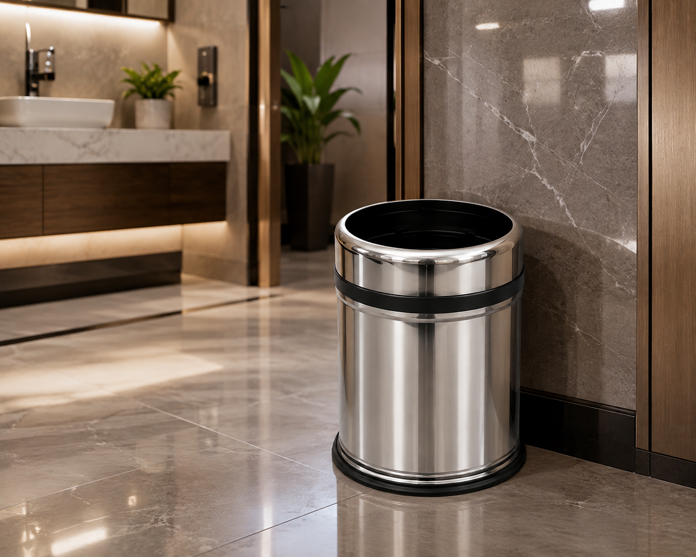 (ს22-24) ნაგვის ურნა ღია ტიპის 12 LT 32 cm/DUST BIN - PRATIC COVER WITH CIRCLE - SS.430 12 LT